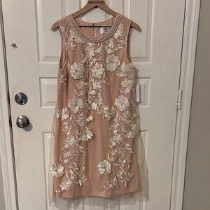 SD collection Sleeveless Dress Floral Embroidery pearl tulle overlay 14 new